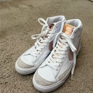 Nike White and Pink High-Top Blazers Sneakers